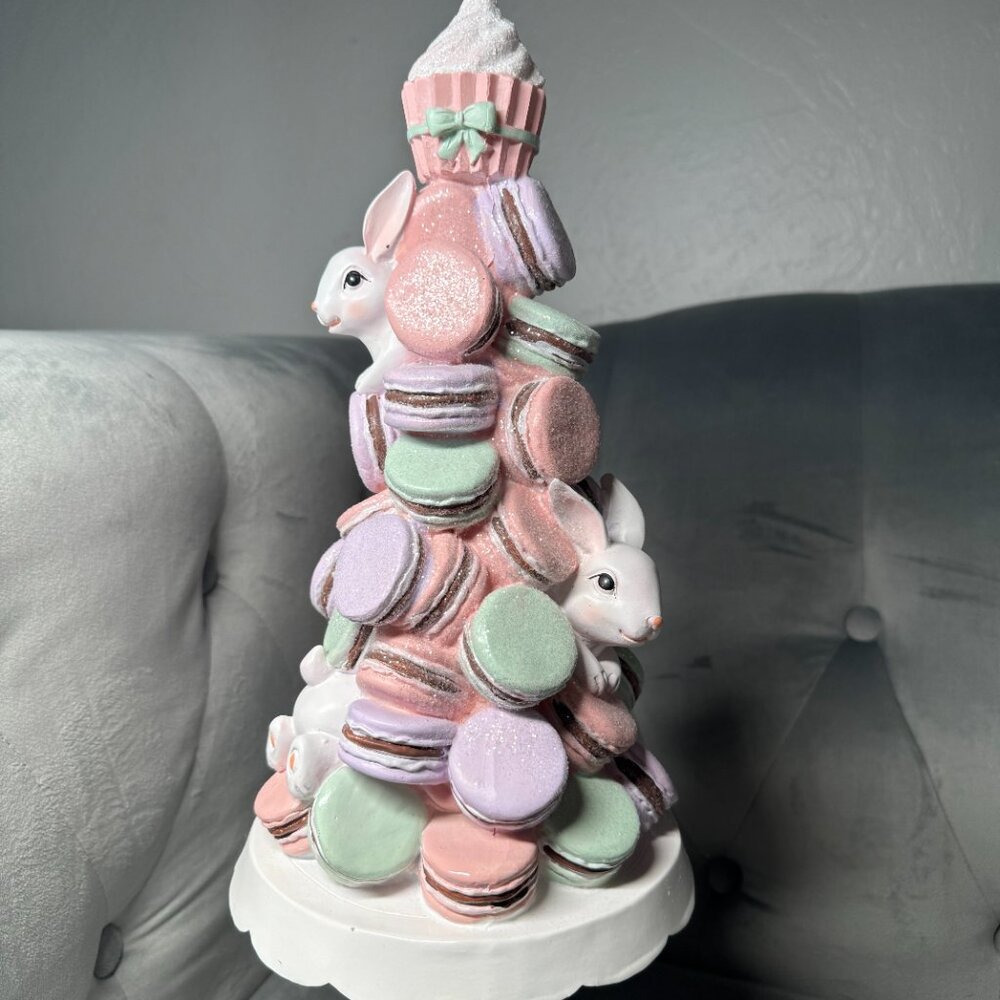 Cupcakes & Cashmere Easter Macaroons Bunny Topiary Tree Cake Pedestal NWT - Picture 5 of 12